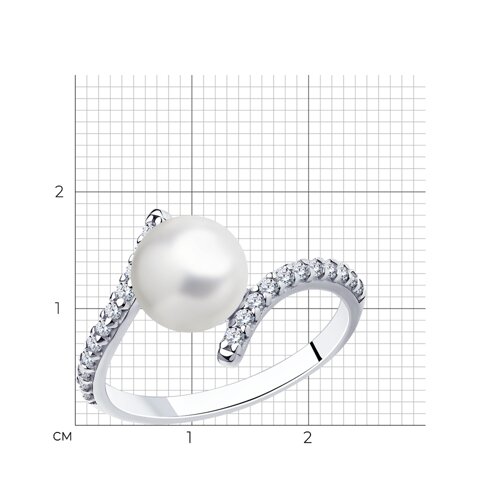 картинка Кольцо из серебра с жемчугом и фианитами от магазина Драгоценные подарки