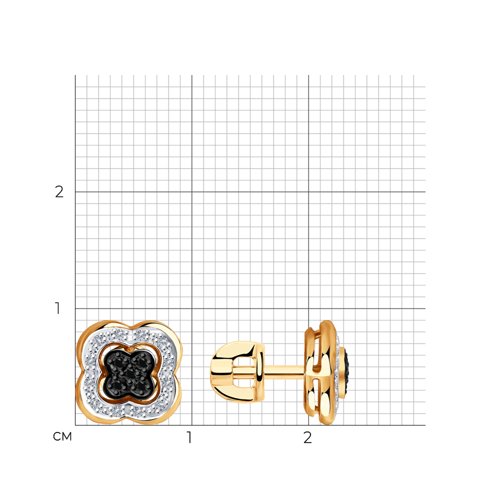 картинка Серьги из золота с бесцветными и чёрными бриллиантами от магазина Драгоценные подарки