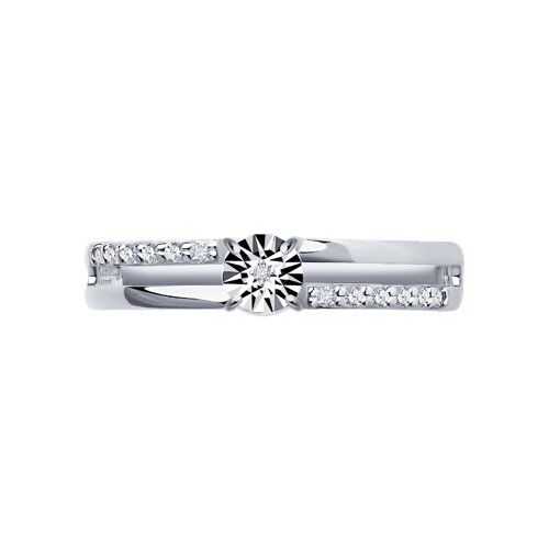 картинка Кольцо из серебра с бриллиантом и фианитами от магазина Драгоценные подарки