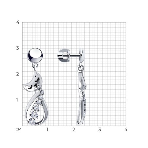 картинка Серьги из серебра с фианитами от магазина Драгоценные подарки