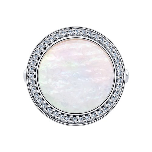 картинка Кольцо из серебра с перламутром и фианитами от магазина Драгоценные подарки