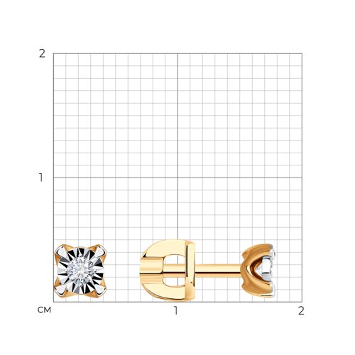 картинка Серьги из комбинированного золота с алмазной гранью с бриллиантами от магазина Драгоценные подарки