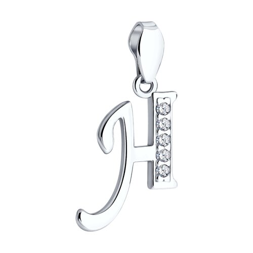 картинка Подвеска-буква из серебра с фианитами от магазина Драгоценные подарки