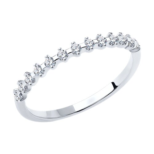 картинка Тонкое кольцо из серебра с фианитами от магазина Драгоценные подарки