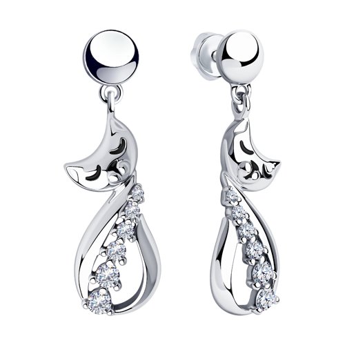 картинка Серьги из серебра с фианитами от магазина Драгоценные подарки