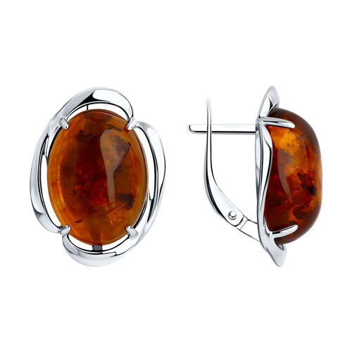 картинка Серьги из серебра с янтарём от магазина Драгоценные подарки