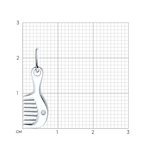картинка Подвеска в виде расчески из серебра с фианитом от магазина Драгоценные подарки